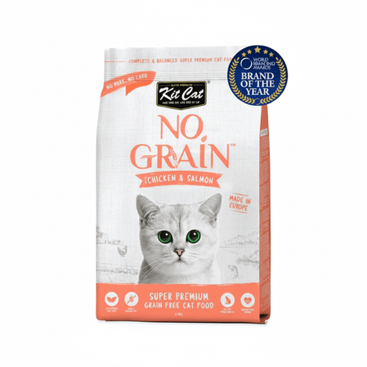 Kit Cat No Grain Chicken & Salmon Super Premium Cat Dry Food 1 KG - SNH Packing