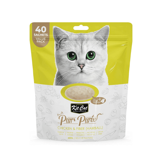 Kit Cat Puree 600g Chicken & Fiber(Hairball) - 40pcs - SNH Packing