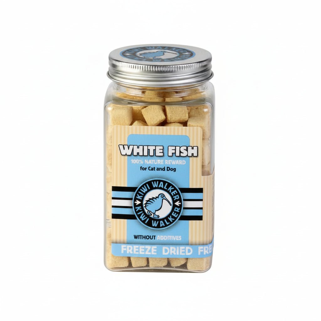 KIWI WALKER Freeze Dried Grain Free Snack White Fish Cubes Dog & Cat Treats 60G - SNH Packing