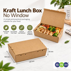 Kraft Lunch Box Brown No Window 120mm to 195mm - SNH Packing