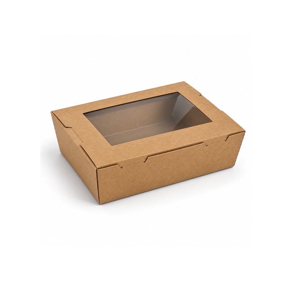 Kraft Lunch Box with Window Brown 120mm to 195mm - SNH Packing