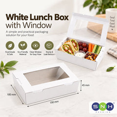 Kraft Lunch Box with Window White Paperboard Takeaway Packaging - SNH Packing