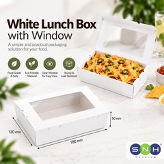 Kraft Lunch Box with Window White Paperboard Takeaway Packaging - SNH Packing