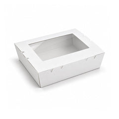 Kraft Lunch Box with Window White Paperboard Takeaway Packaging - SNH Packing
