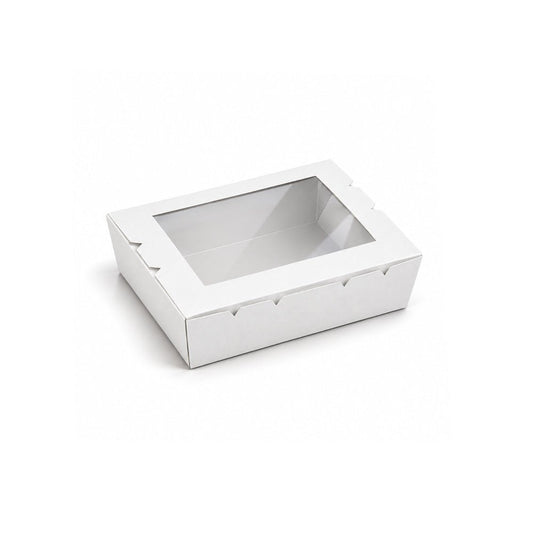 Kraft Lunch Box with Window White Paperboard Takeaway Packaging - SNH Packing