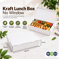 Kraft Lunch Box Without Window White Paperboard Takeaway Packaging - SNH Packing