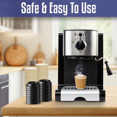 Kraft Ripple Coffee Cups with Lids Heat Resistant - SNH Packing