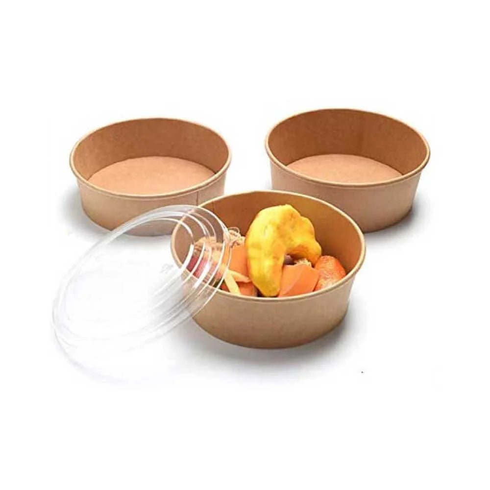 Kraft Salad Bowls Brown 500ML to 1300ML with Lids - SNH Packing