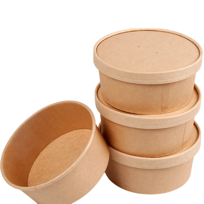 Kraft Salad Bowls Brown 500ML to 1300ML with Lids - SNH Packing