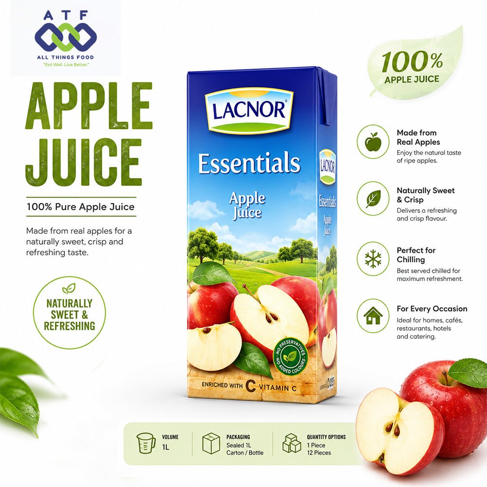 Lacnor Apple Juice 1L 100% Pure Fruit Juice Beverage - SNH Packing