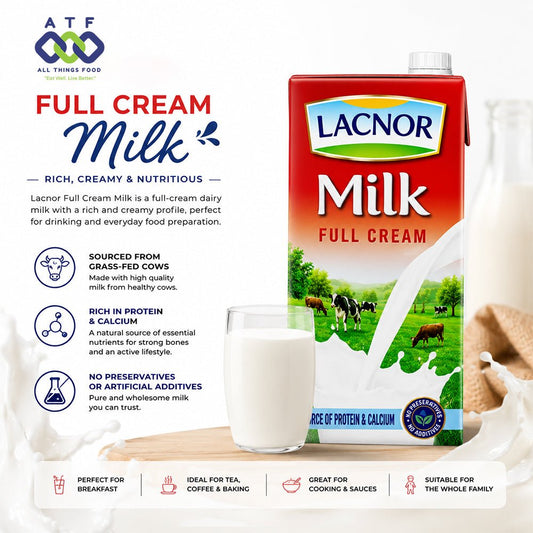 Lacnor Full Cream Milk 1L Fresh Dairy Milk Beverage - SNH Packing