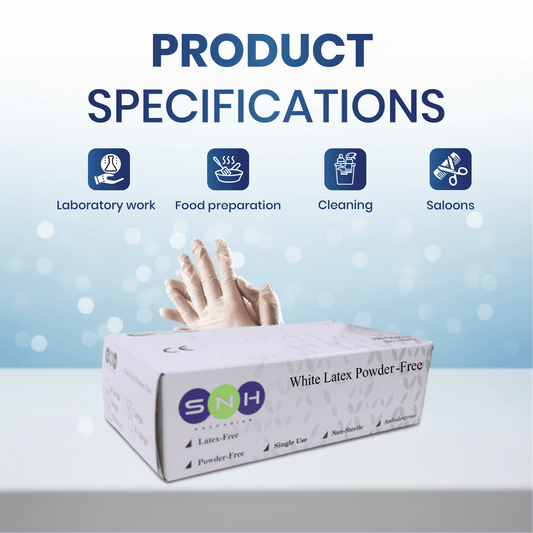 Latex Gloves Powder Free 100 Pieces White Disposable Gloves - SNH Packing