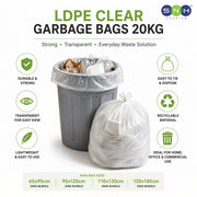 LDPE Clear Garbage Bags 20KG 80 Micron Heavy Duty Trash Bags - SNH Packing