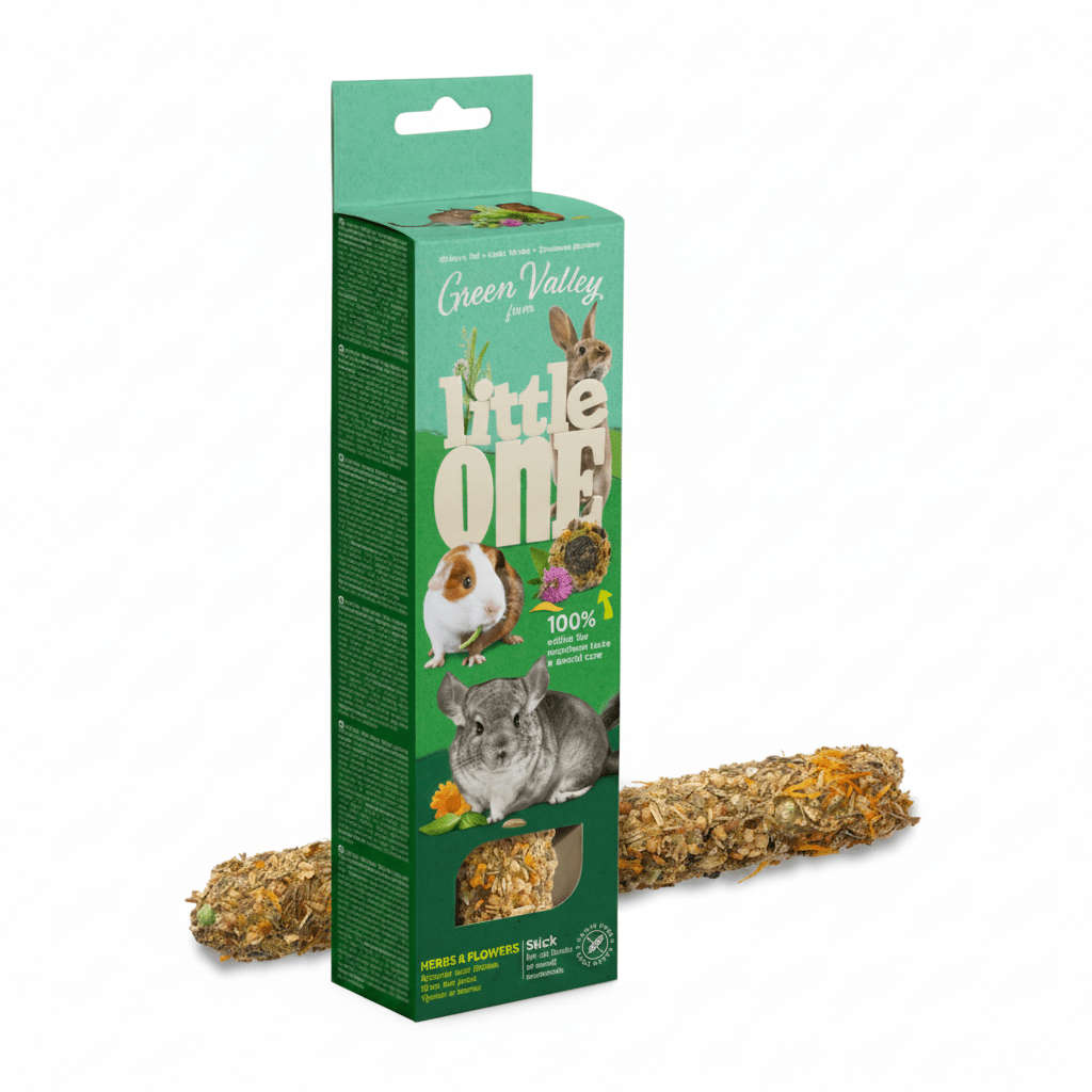 Little One Green Valley Fully edible grain free stick for small mammals with herbs and flowers 1x160g - SNH Packing