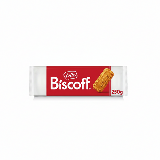 Lotus Biscoff cookie bar packaging on a white background