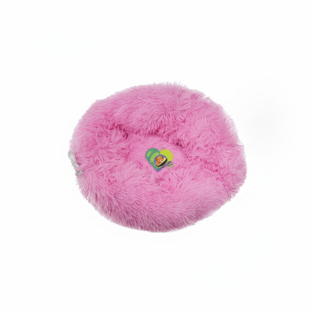 Grizzly Velor Plush Round Bed Pink Large - 71 x 20cm