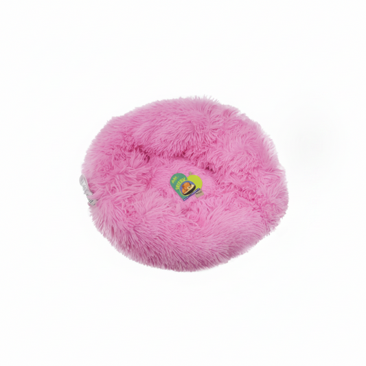 Grizzly Velor Plush Round Bed Pink Large - 71 x 20cm
