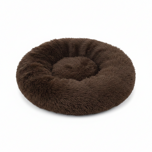 Grizzly Velor Plush Round Bed Dark Brown Large - 71 x 20cm