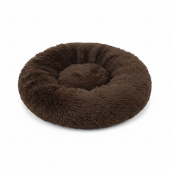 Grizzly Velor Plush Round Bed Dark Brown Large - 71 x 20cm