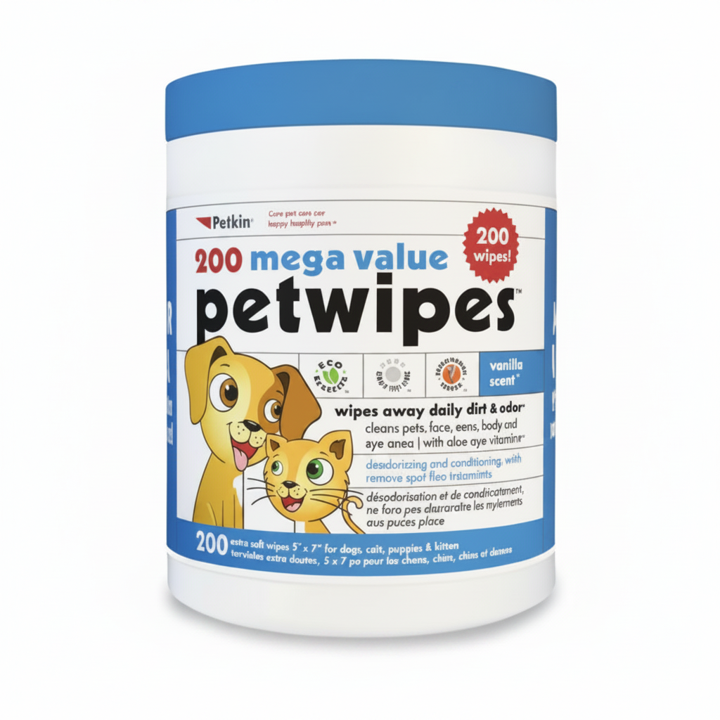 Petkin Extra Mega Valu Pet wipes 200Ct