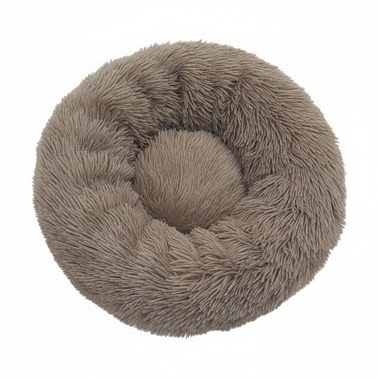 Grizzly Velor Plush Round Bed Dark Beige Large - 71 x 20cm