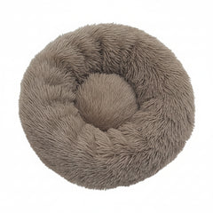 Grizzly Velor Plush Round Bed Dark Beige Large - 71 x 20cm