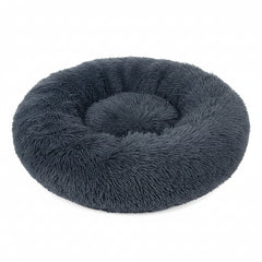 Grizzly Velor Plush Round Bed Dark Grey Large - 71 x 20cm