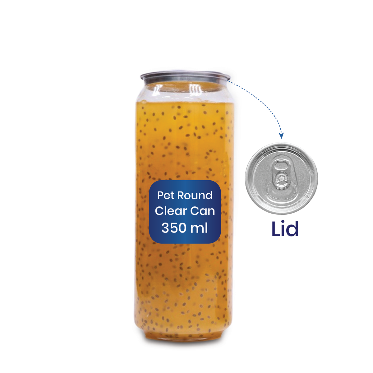 PET Round Clear Cans with Lids – 350ml (300 PCS) & 500ml (200 PCS) | Compatible with Sealing Machines | Transparent Beverage Cans