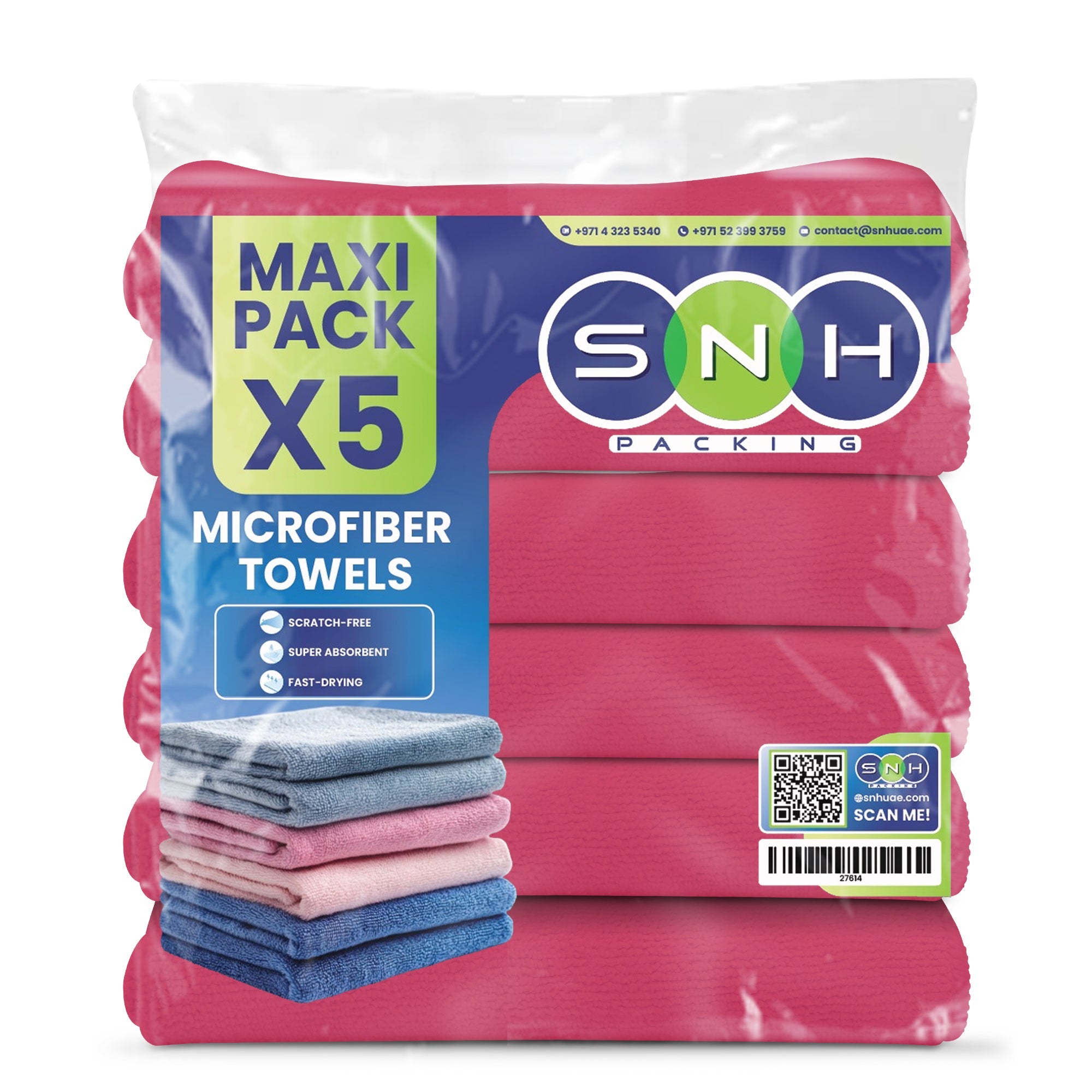 Microfiber Cleaning Cloth – 5 PCS PKT | 40x40 cm - SNH Packing