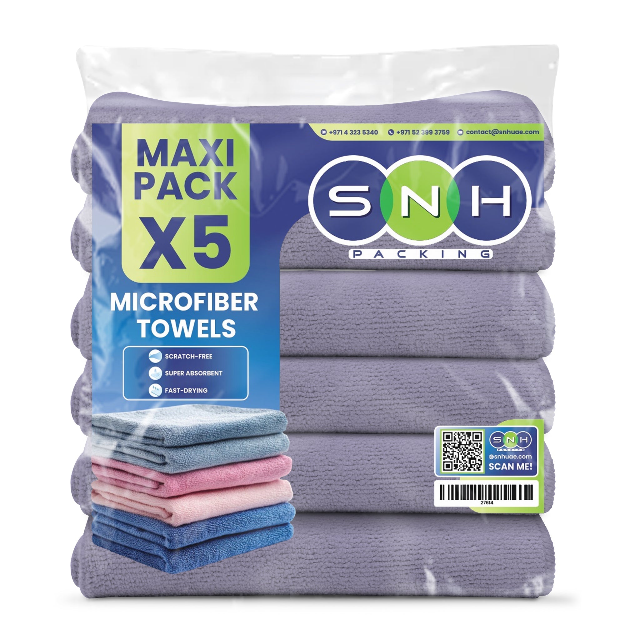 Microfiber Cleaning Cloth – 5 PCS PKT | 40x40 cm - SNH Packing