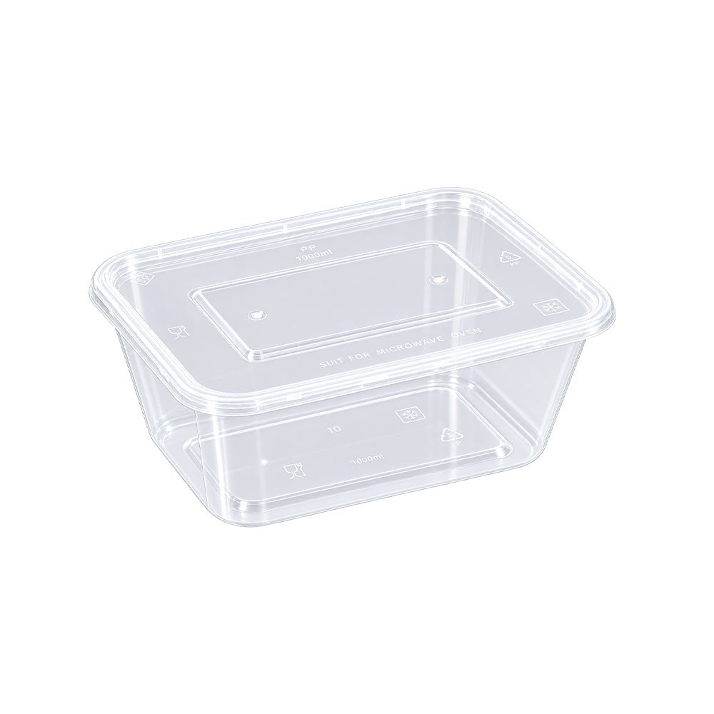 Microwavable Rectangular Containers Clear Lid 500ml to 1500ml - SNH Packing