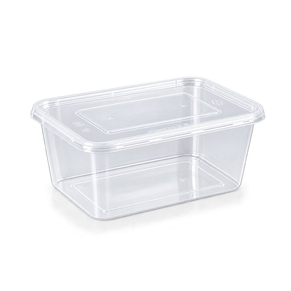 Microwavable Rectangular Containers Clear Lid 500ml to 1500ml - SNH Packing