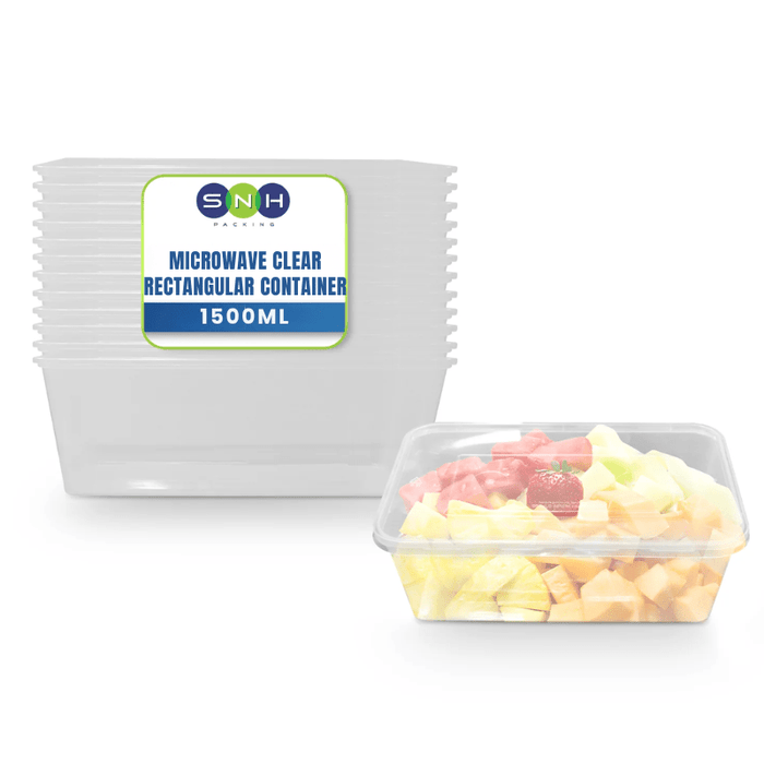 Microwavable Rectangular Containers Clear Lid 500ml to 1500ml