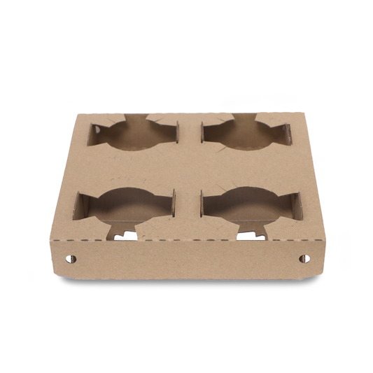 Cardboard egg carton with four compartments