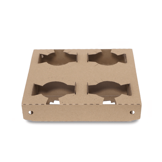 Mighty Drink Tray E Flute Brown 197x174x37mm Beverage Tray - SNH Packing