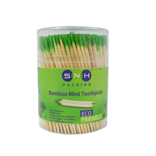 Minted Toothpicks 400 Pieces Wooden Cup Pack Fresh Mint Flavour - SNH Packing