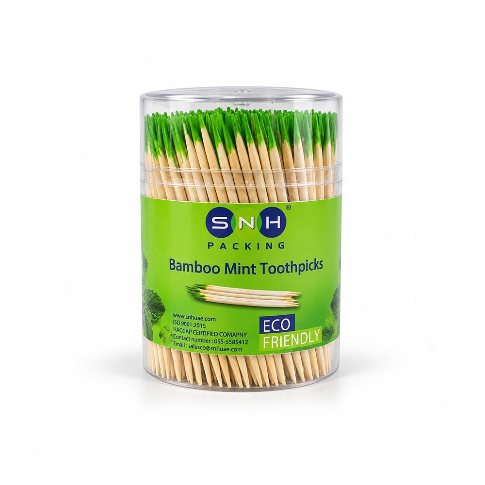Minted Toothpicks 400 Pieces Wooden Cup Pack Fresh Mint Flavour - SNH Packing