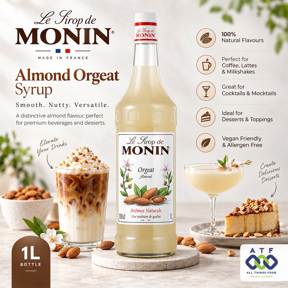 Monin Almond Orgeat Syrup France 1L for Coffee Cocktails and Desserts - SNH Packing