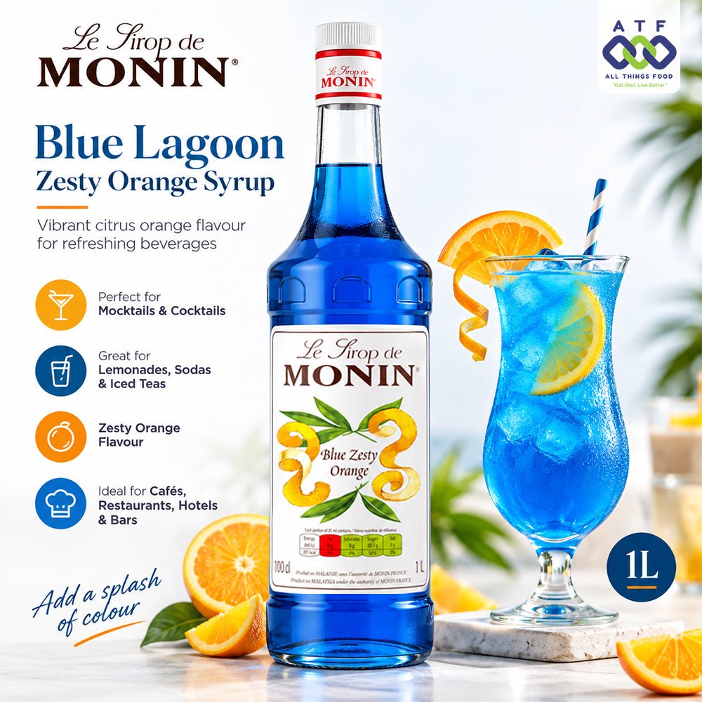 Monin Blue Lagoon Zesty Orange Syrup 1L Citrus Flavour Beverage Syrup - SNH Packing
