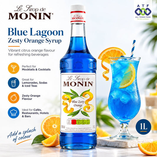 Monin Blue Lagoon Zesty Orange Syrup 1L Citrus Flavour Beverage Syrup - SNH Packing