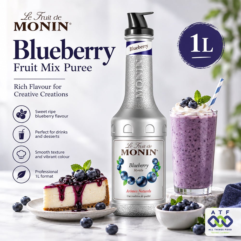 Monin Blueberry Fruit Mix Puree 1L for Drinks and Desserts - SNH Packing