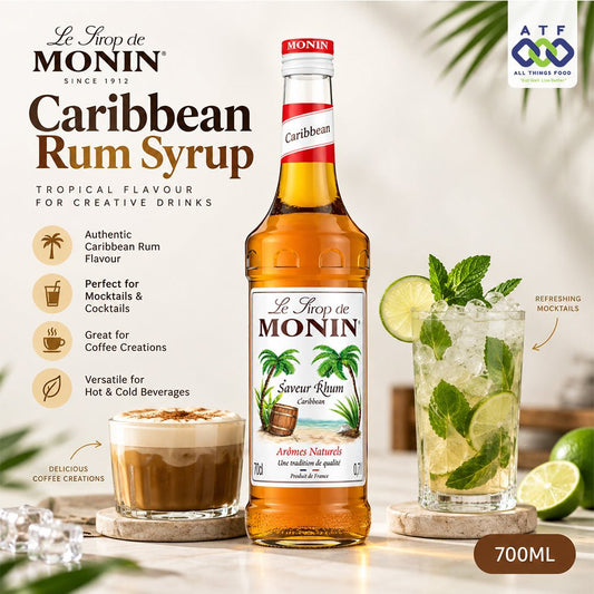 Monin Caribbean Rum Syrup 700ML for Mocktails and Coffee - SNH Packing