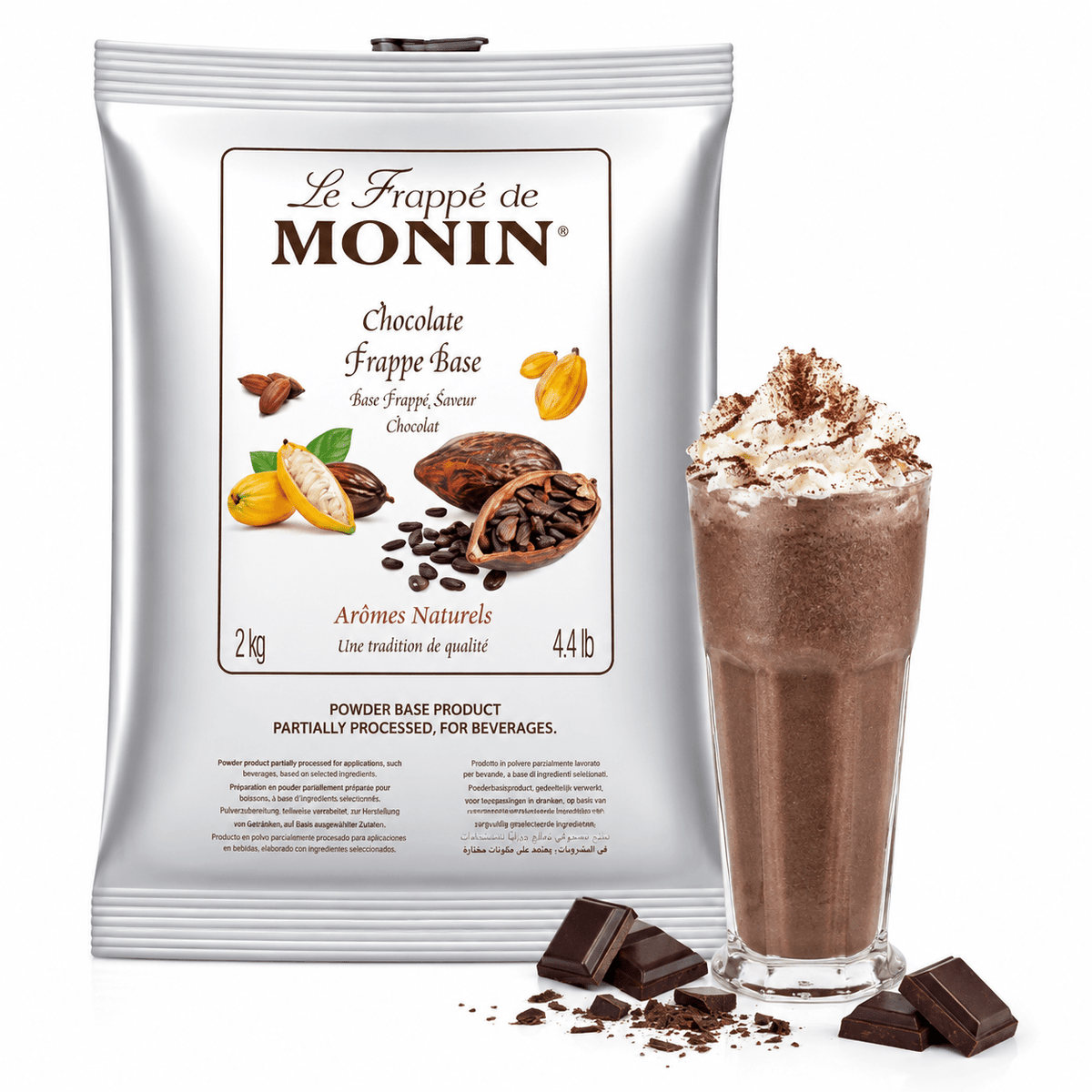 Monin Chocolate Frappe Powder 2KG Premium Cocoa Beverage Mix - SNH Packing