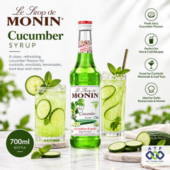 Monin Cucumber Syrup 700ml for Cocktails Mocktails and Tea - SNH Packing