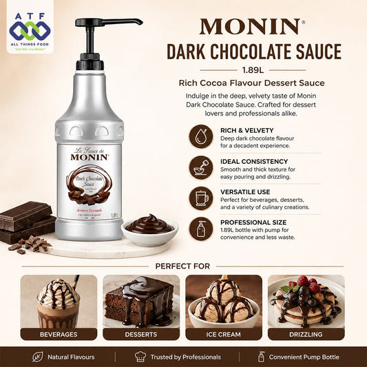 Monin Dark Chocolate Sauce 1.89L Rich Cocoa Flavour Dessert Sauce - SNH Packing