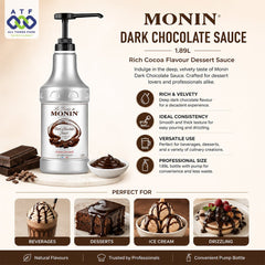 Monin Dark Chocolate Sauce 1.89L Rich Cocoa Flavour Dessert Sauce - SNH Packing