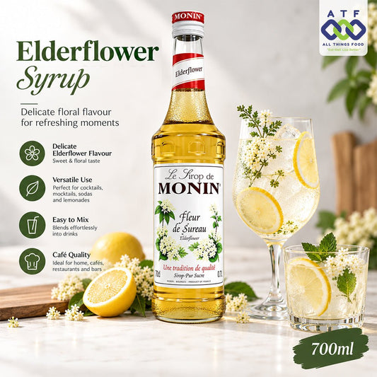 Monin Elderflower Syrup 700ml for Cocktails and Lemonades - SNH Packing