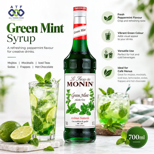 Monin Green Mint Syrup 700ml for Mojitos Iced Tea and Soda - SNH Packing