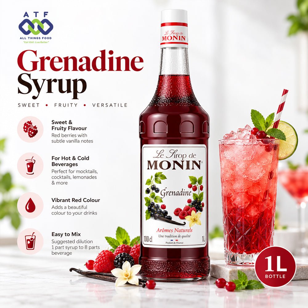 Monin Grenadine Syrup 1L for Mocktails Cocktails - SNH Packing