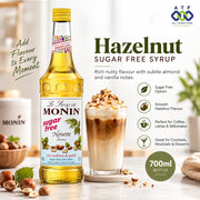 Monin Hazelnut Sugar Free Syrup 700ml Nutty Flavour for Beverages - SNH Packing